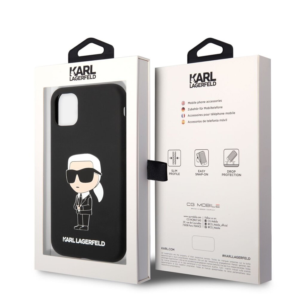 Karl Lagerfeld Liquid Silicone Ikonik NFT Case for iPhone 11 Black hind ja info | Telefonide kaitsekaaned ja -ümbrised | hansapost.ee