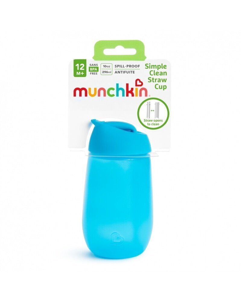 Pudel koos kõrrega Munchkin Simple Clean, 12 kuud +, sinine hind ja info | Lutipudelid ja tarvikud | hansapost.ee
