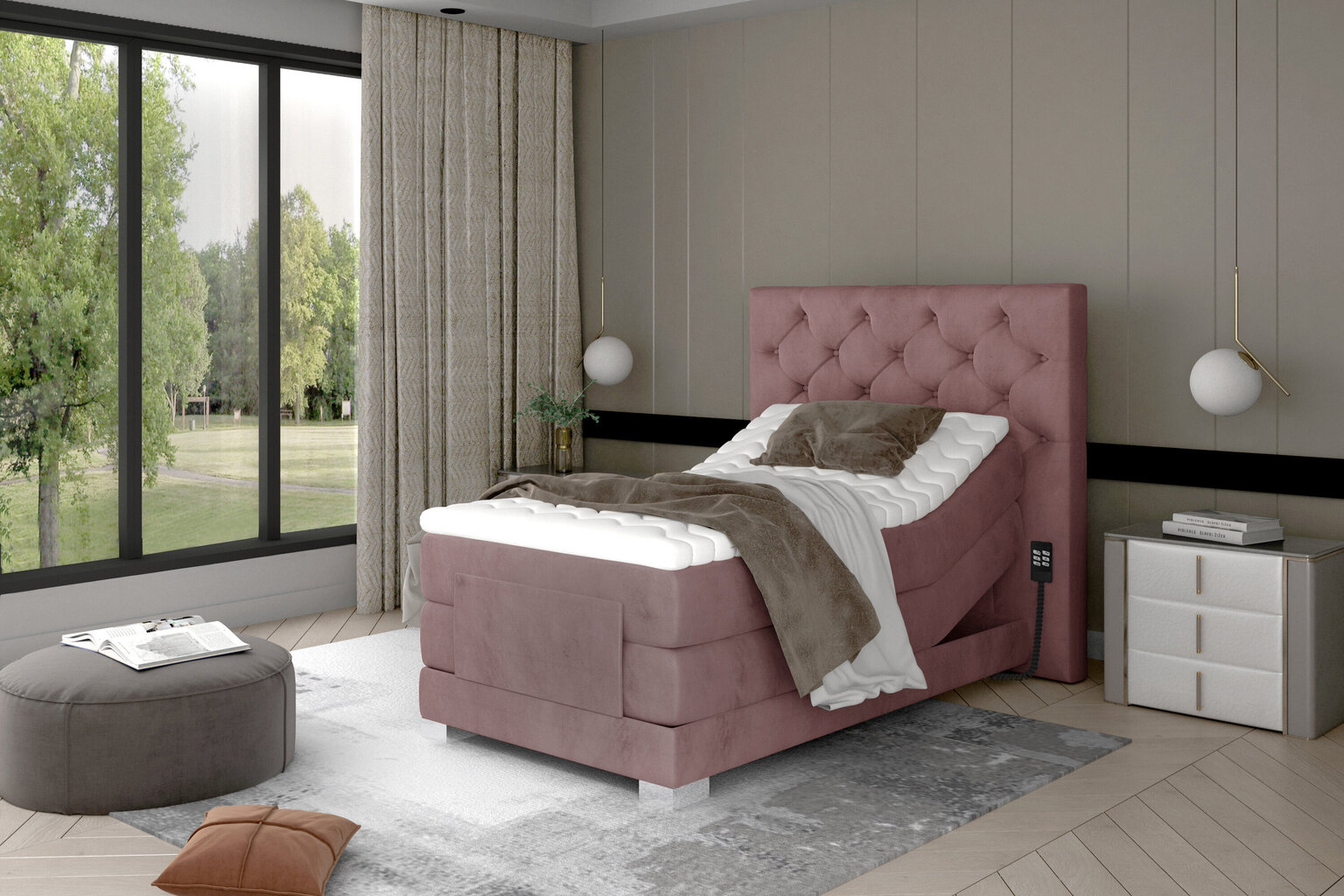 Elektriline voodi NORE Clover 14, 90x200, roosa hind ja info | Voodid | hansapost.ee