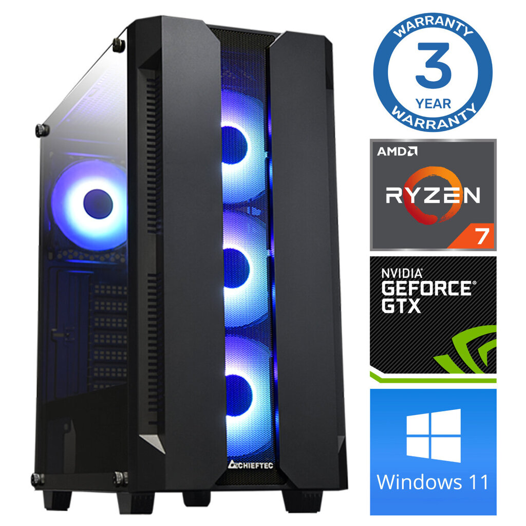 INTOP Ryzen 7 5700X 16GB 250SSD M.2 NVME+2TB GTX1650 4GB WIN11Pro hind ja info | Lauaarvutid | hansapost.ee