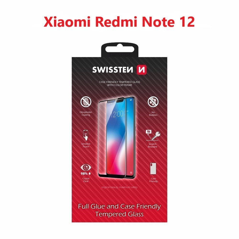 Swissten Full Face Tempered Glass Xiaomi Redmi Note 12 hind ja info | Ekraani kaitseklaasid ja kaitsekiled | hansapost.ee