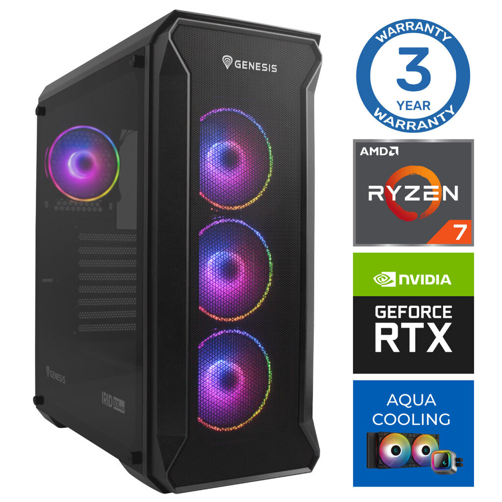 INTOP AQUA Ryzen 7 7700X 16GB DDR5 2TB SSD M.2 NVME RTX4070 12GB no-OS цена и информация | Lauaarvutid | hansapost.ee