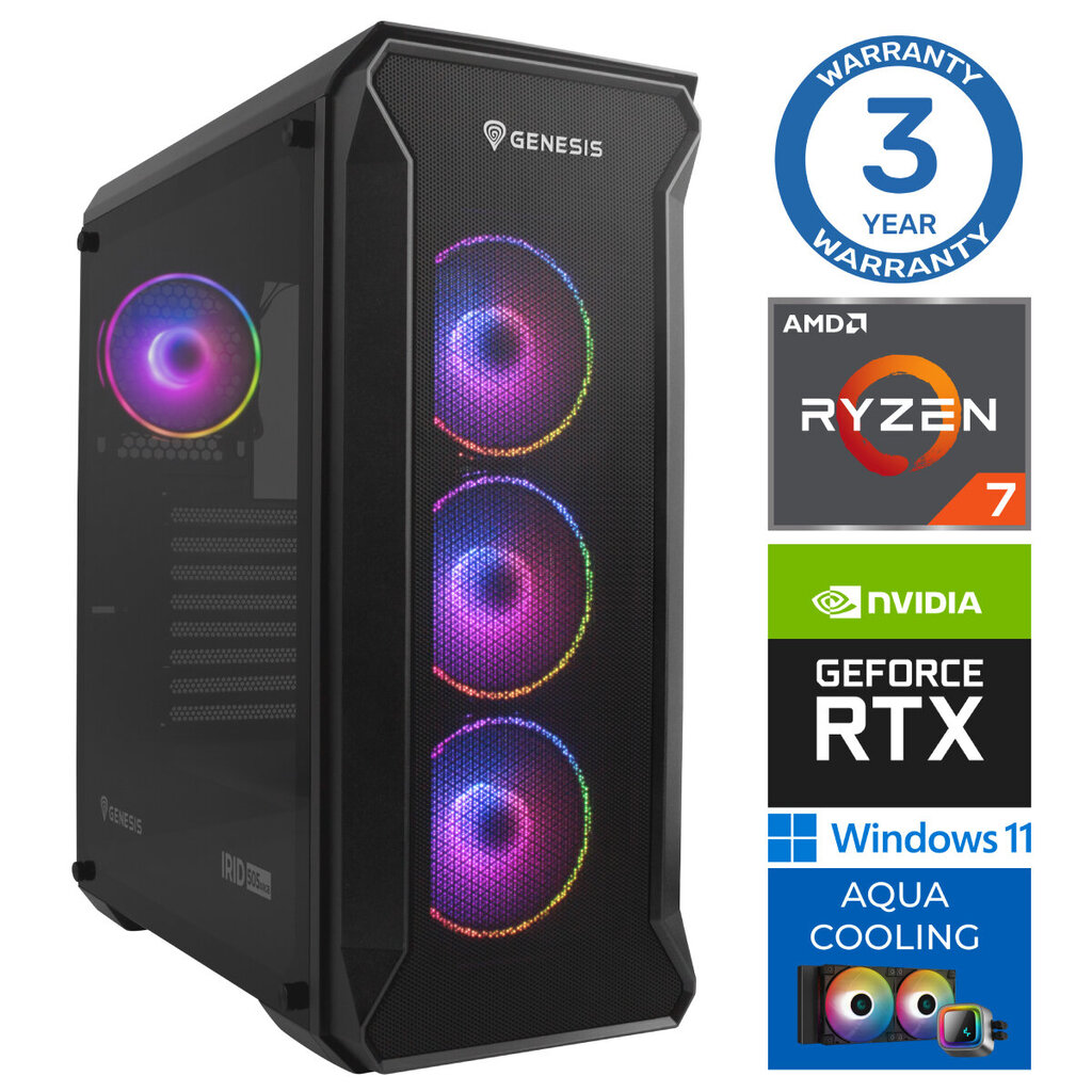 INTOP AQUA Ryzen 7 7700X 16GB DDR5 500SSD M.2 NVME+2TB RTX4070 12GB WIN11 цена и информация | Lauaarvutid | hansapost.ee