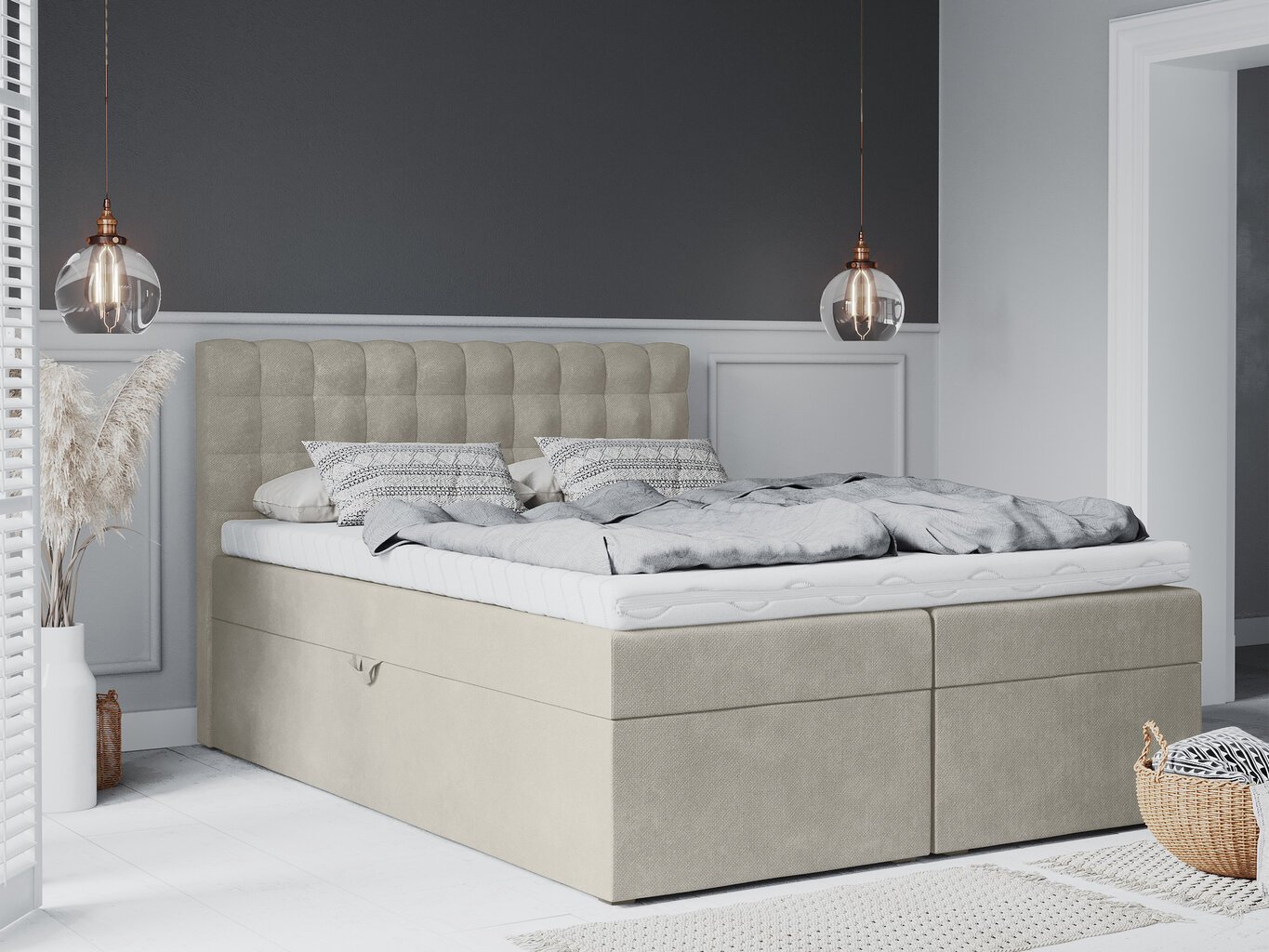 Voodi Mazzini Beds Jade 200x200 cm, beeži värvi hind ja info | Voodid | hansapost.ee