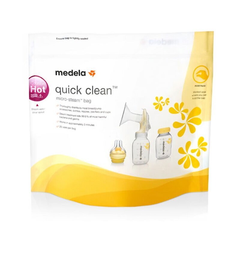 Steriliseerimiskotid Medela Quick Clean, 5 tk. hind ja info | Pudelisoojendajad ja sterilisaatorid | hansapost.ee