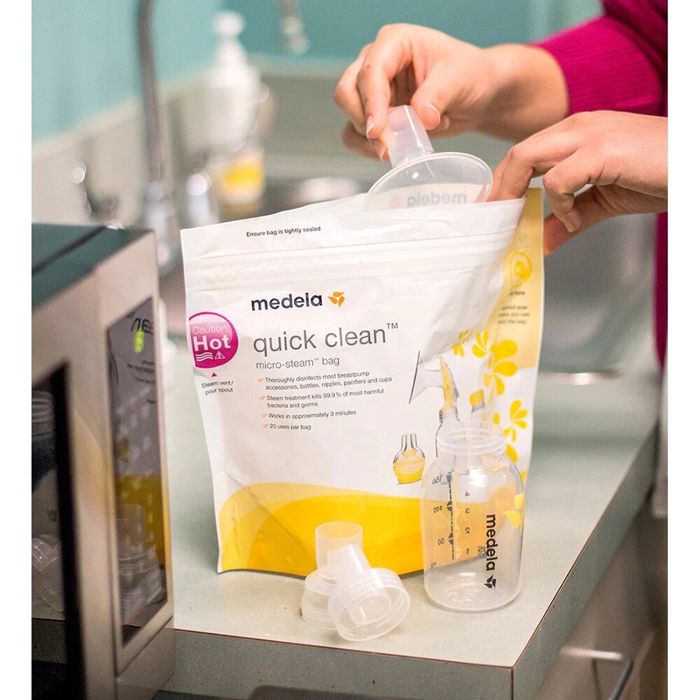 Steriliseerimiskotid Medela Quick Clean, 5 tk. цена и информация | Pudelisoojendajad ja sterilisaatorid | hansapost.ee