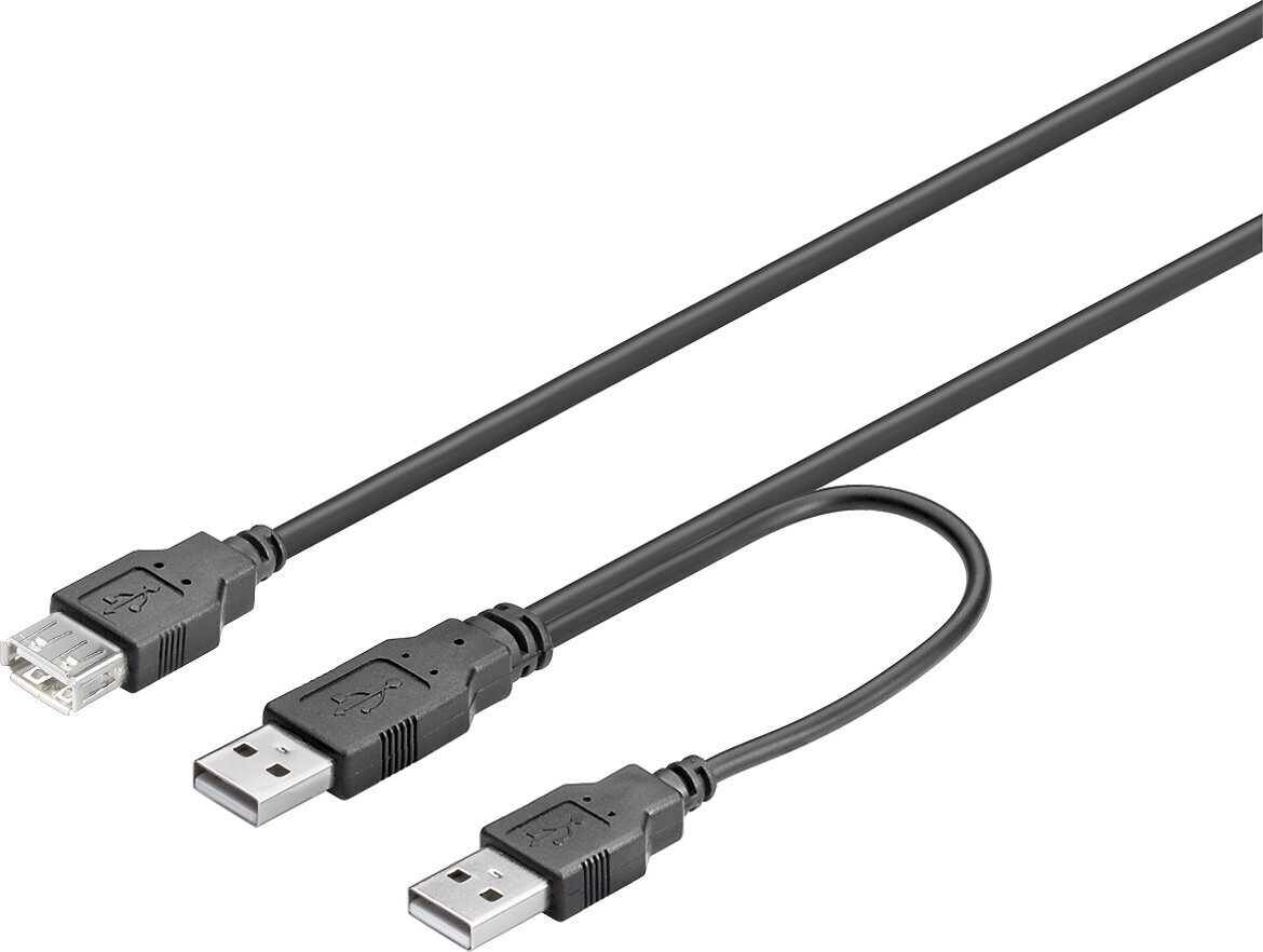 DELTACO, 2x USB A(M) - USB A(F), 30 cm цена и информация | Juhtmed ja kaablid | hansapost.ee