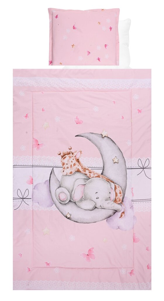 Lorelli laste voodipesukomplekt Butterflies Pink, 100x150 cm, 4-osaline цена и информация | Laste voodipesu | hansapost.ee
