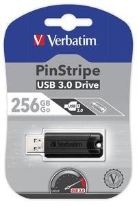 Verbatim USB Drive 3.0 256GB Pinstripe Black цена и информация | Mälupulgad | hansapost.ee