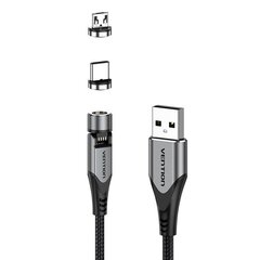 Магнитный USB-кабель 2-в-1 USB-C/Micro-B Vention CQXHG, 1.5 м (серый) цена и информация | Кабели для телефонов | hansapost.ee