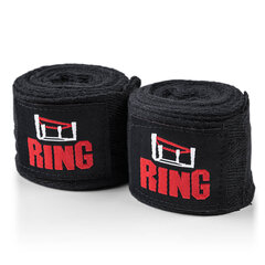 Боксерские бинты Ring (RA-90) 350 см, черные цена и информация | Бокс | hansapost.ee