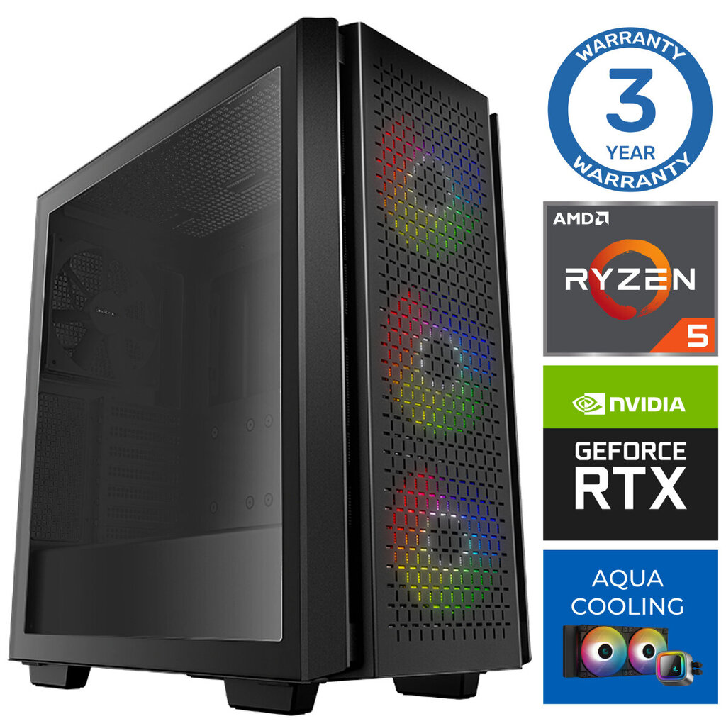 INTOP AQUA Ryzen 5 7600X 64GB DDR5 500SSD M.2 NVME RTX4060Ti 8GB no-OS hind ja info | Lauaarvutid | hansapost.ee