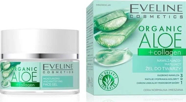 Eveline Organic Aloe näokreem-geel, niisutav, matistav, 50 ml цена и информация | Näokreemid | hansapost.ee