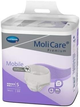 Molicare Premium mobiilsed ühekordselt kasutatavad püksid: diskreetne kasutamine naiste ja meeste uriinipidamatuses; 8 tilka, suurus. S (60–90 cm puusa suurus), 14 tükki hind ja info | Mähkmed, hügieenisidemed, imavad aluslinad | hansapost.ee