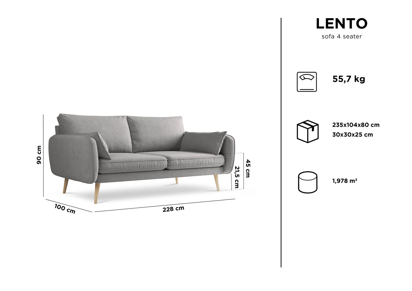 Neljakohaline diivan Kooko Home Lento, tumehall/pruun price and information | Diivanvoodid ja diivanid | hansapost.ee