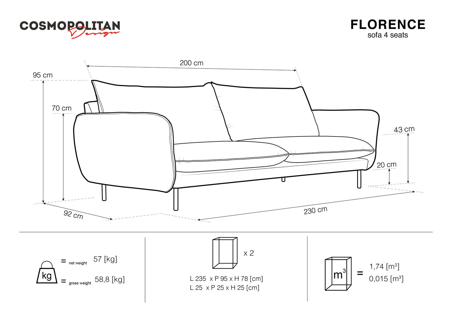 Neljakohaline diivan Cosmopolitan Design Florence, roosa цена и информация | Diivanvoodid ja diivanid | hansapost.ee