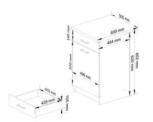 Köögikapp Akord Oliwia S50, hall/valge hind ja info | Köögikapid | hansapost.ee