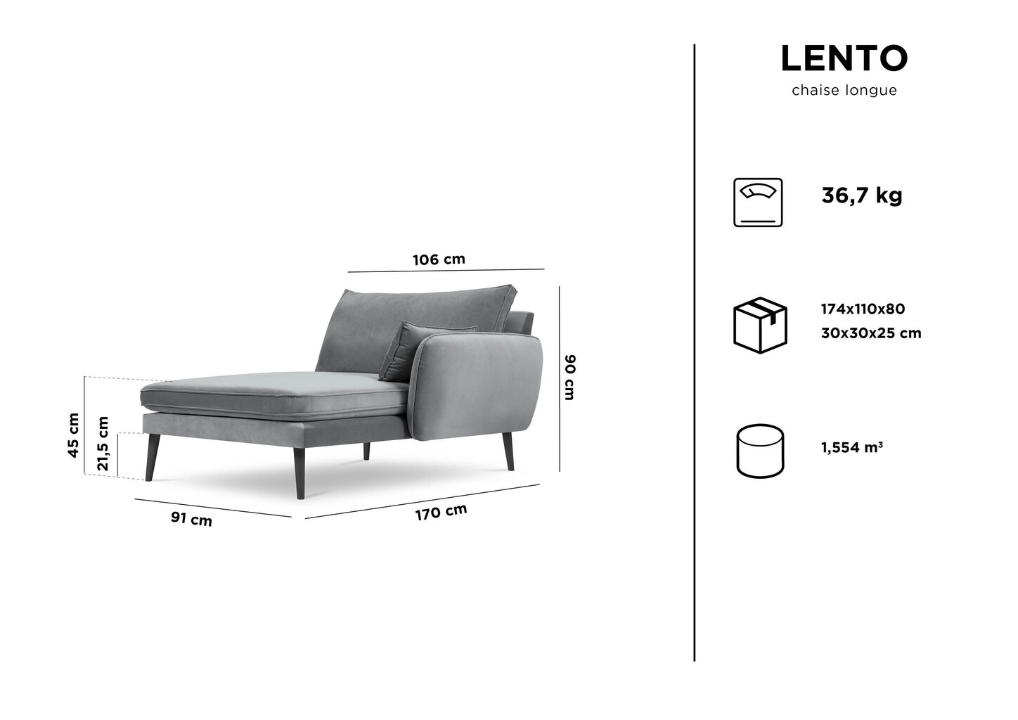 Kušett Kooko Home Lento, must цена и информация | Diivanvoodid ja diivanid | hansapost.ee