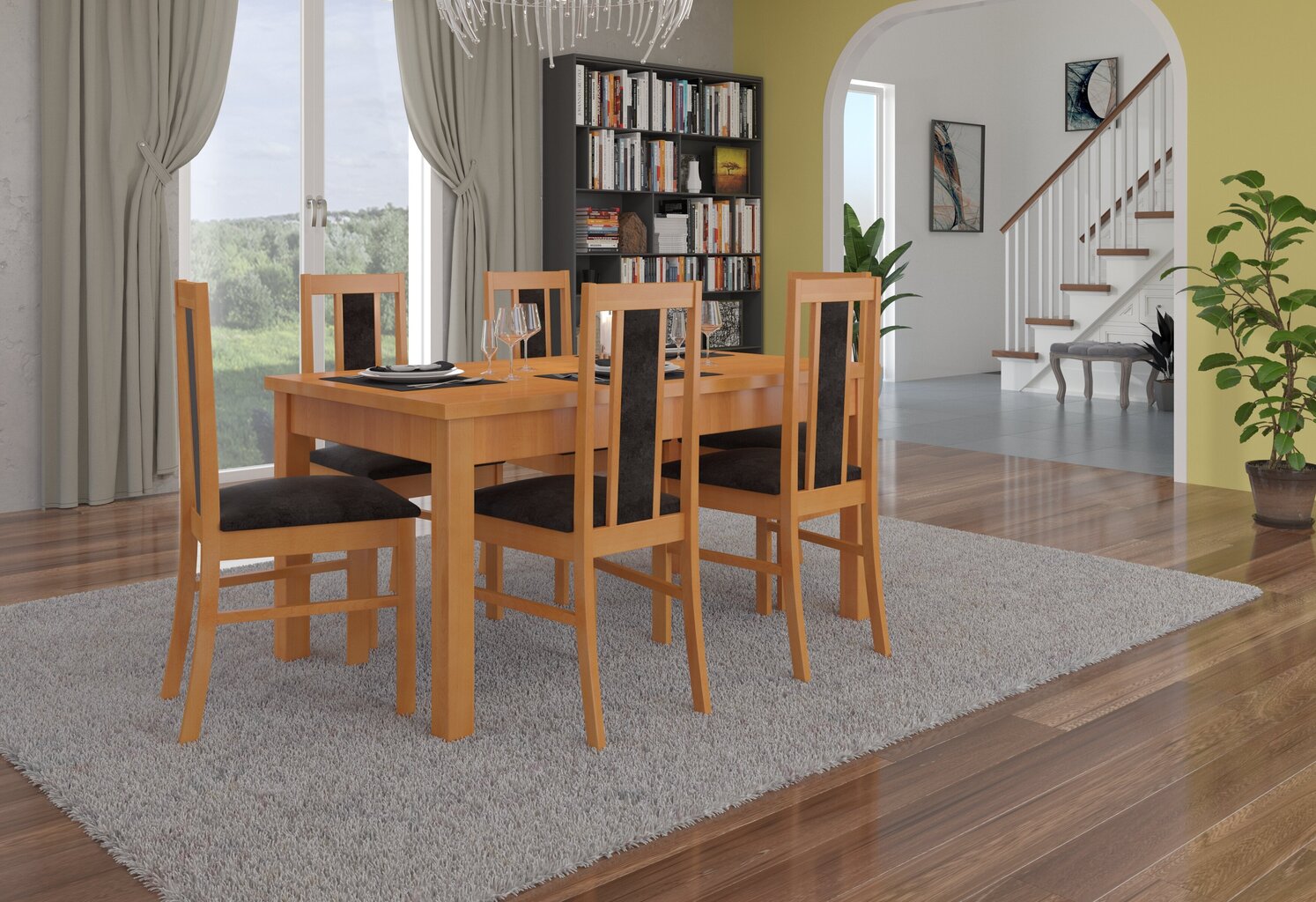 Söögitoa komplekt ADRK Furniture Rodos 52, pruun/hall hind ja info | Söögilauakomplektid | hansapost.ee