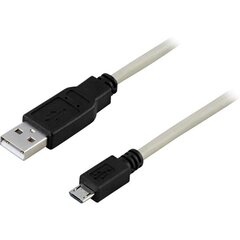 Kaabel Deltaco USB 2.0 "A-micro B", 2 m, valge-must / USB-302 hind ja info | Juhtmed ja kaablid | hansapost.ee