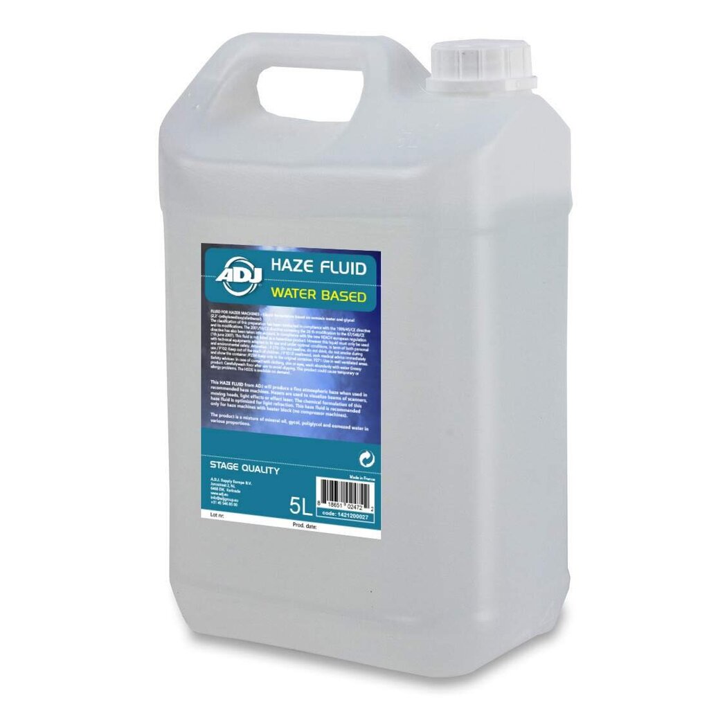 Auruvedelik ADJ Haze Fluid water based 5 l hind ja info | Muusikainstrumentide tarvikud | hansapost.ee