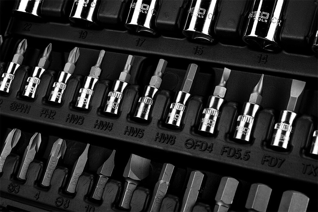 Tööriistakomplekt Neo 10-066, 110 tk. hind ja info | Tööriistakastid, tööriistakotid ja -kärud | hansapost.ee
