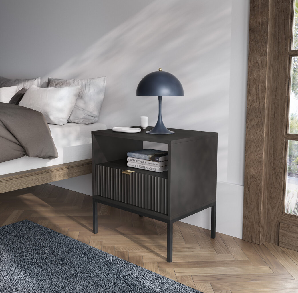 Öökapp AKL Furniture Nova Sands S54, must hind ja info | Öökapid | hansapost.ee