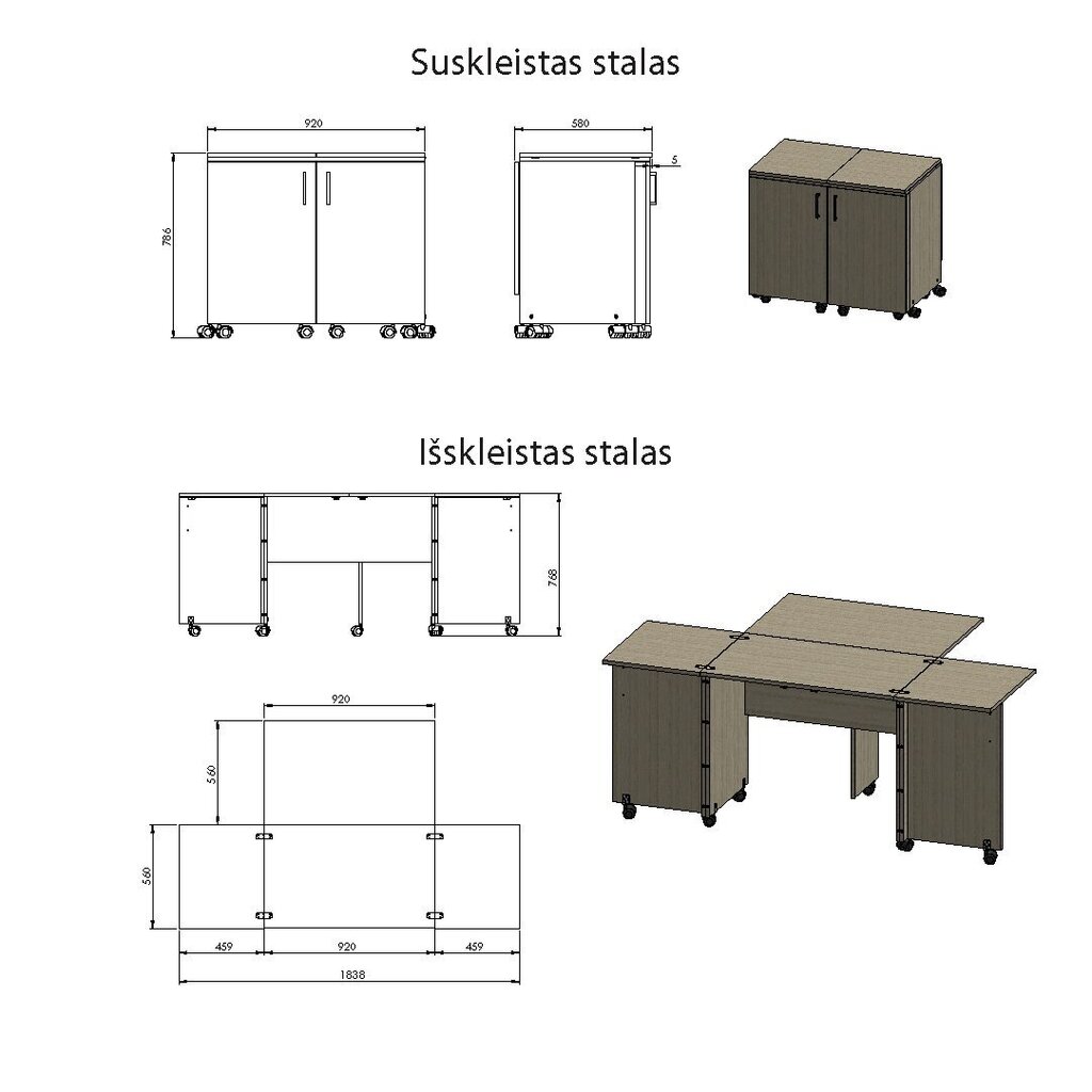 Transformeeritav õmbluslaud Create M+ R38002LN, pruun цена и информация | Õmblemiseks | hansapost.ee