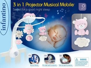 Музыкальная карусель Infantino 3в1, розовая цена и информация | Infantino Товары для детей и младенцев | hansapost.ee