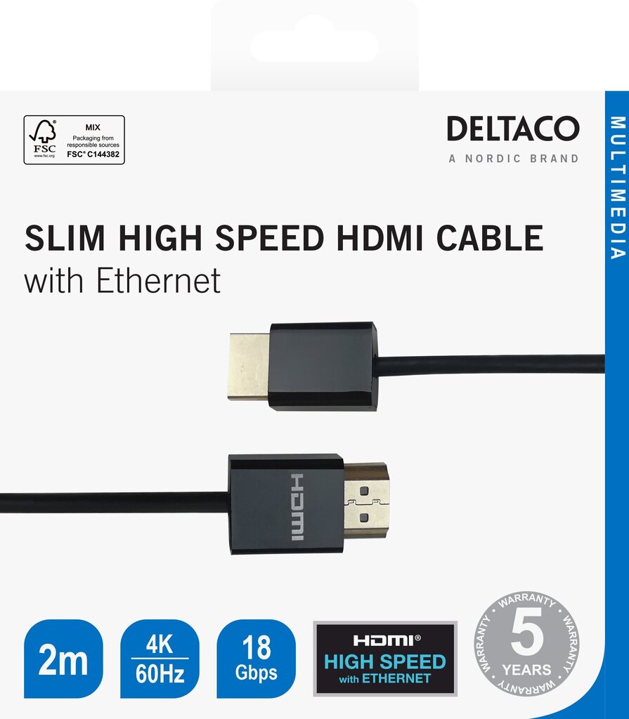 Deltaco, HDMI, 2 m цена и информация | Juhtmed ja kaablid | hansapost.ee