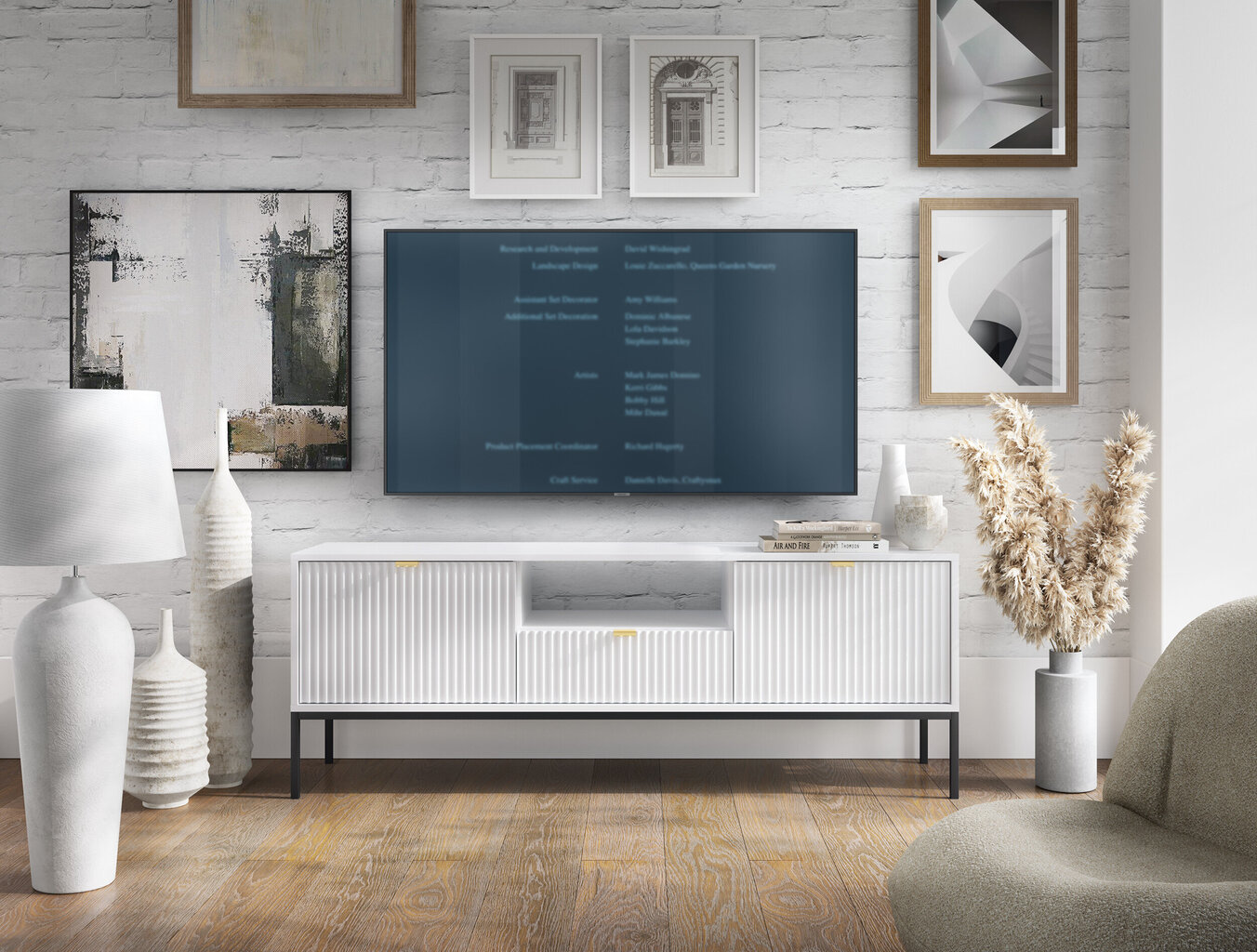 TV-alus AKL Furniture Nova Sands RTV154, valge hind ja info | Televiisori alused | hansapost.ee
