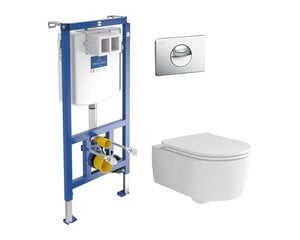 WC-komplekt Villeroy & Boch ViConnect kipsraami, aeglaselt sulguva kaane ja hõbedase nupuga hind ja info | WС-potid | hansapost.ee