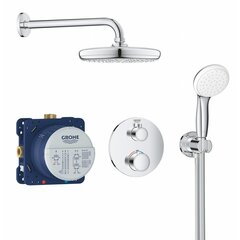 Скрытый душевой набор GROHE Grohtherm Perfect с тропической головкой Tempesta 210 мм и ручным душем Tempesta 100 мм II, хром, 34727000 цена и информация | Grohe Душевые кабины и оборудование | hansapost.ee