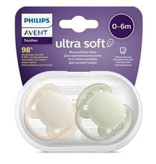 Пустышки Philips Avent, 2 шт, 0-6 месяцев, коричневые/зеленые цена и информация | Пустышки | hansapost.ee