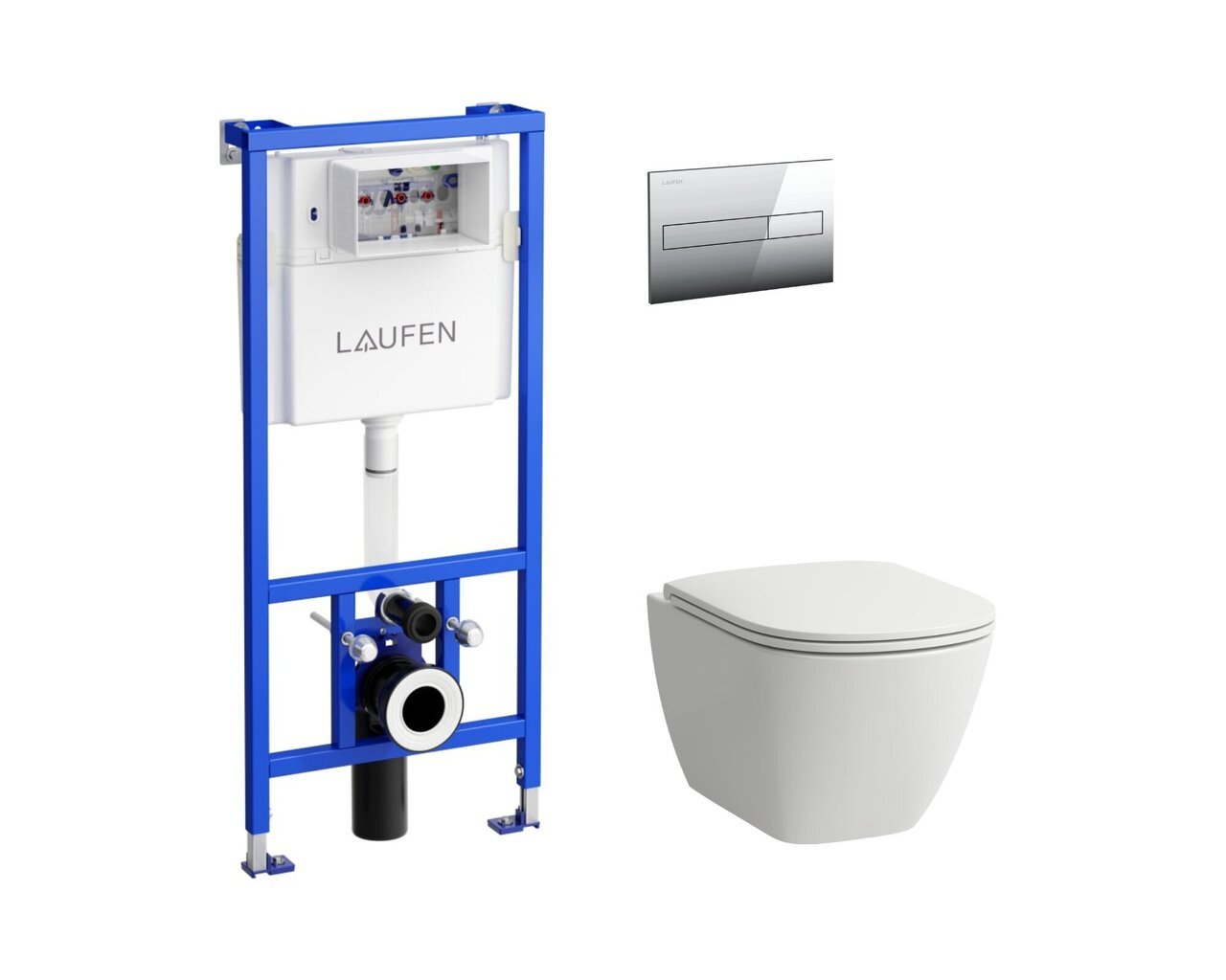 WC komplekt Laufen kipsraami, aeglaselt sulguva kaanega ja hõbedase nupuga цена и информация | WС-potid | hansapost.ee