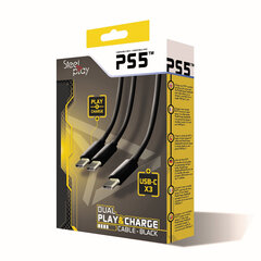 Steelplay Dual Play & Charge Cable For Controllers (Ps5), Black hind ja info | Mängukonsoolide lisatarvikud | hansapost.ee