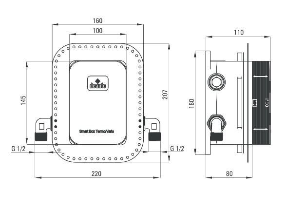 Varjatud termostaadiga dušikomplekt Deante smart-boxiga Box BXYZ0EAT, chrome цена и информация | Dušikomplektid ja süsteemid | hansapost.ee