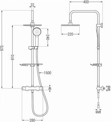 Dušo sistema su termostatu Mexen KT40, Chrome цена и информация | Душевые комплекты и панели | hansapost.ee