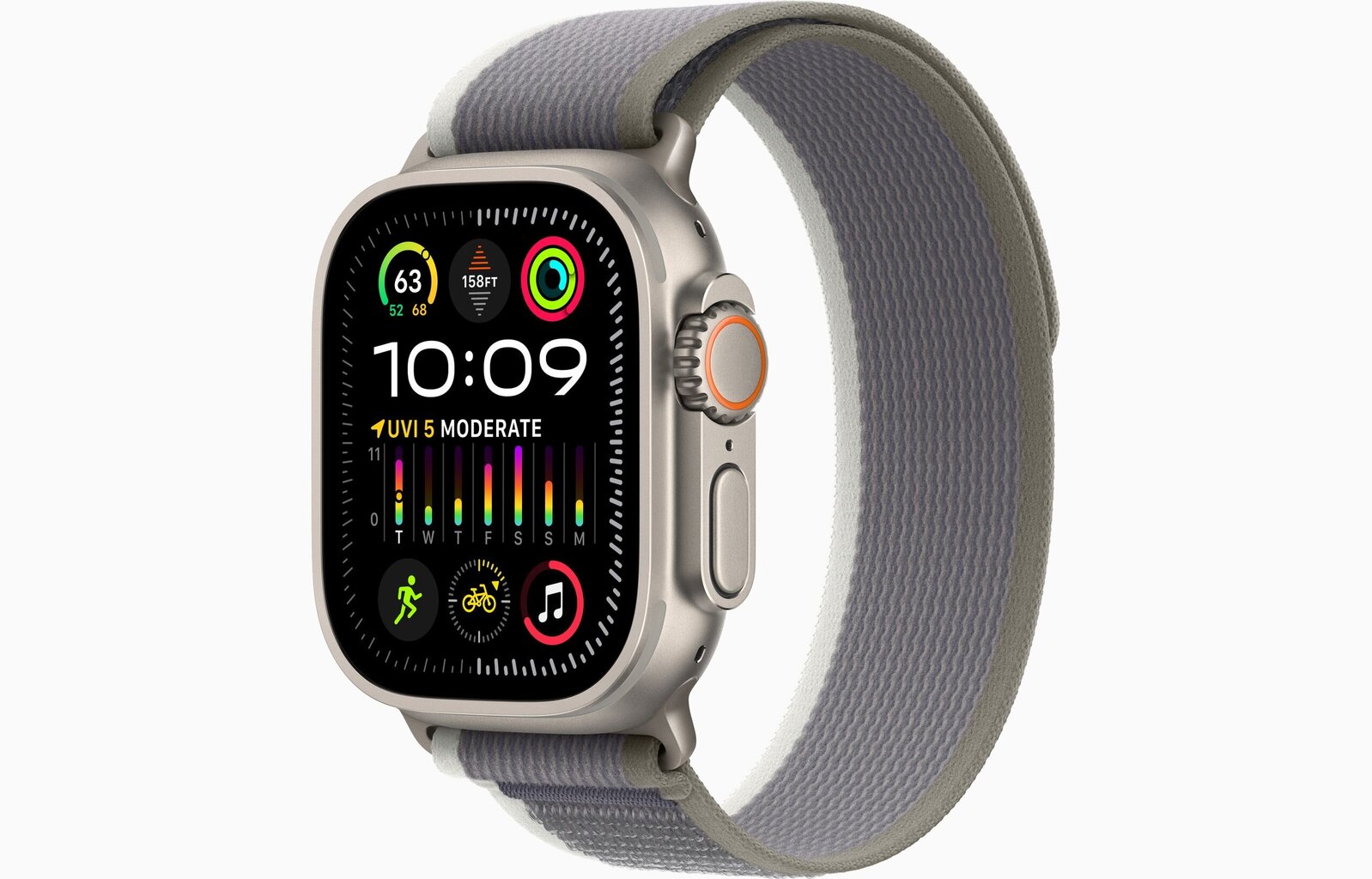 Apple Watch Ultra 2 GPS + Cellular, 49mm Titanium Case with Green/Grey Trail Loop - S/M MRF33EL/A hind ja info | Nutikellad, laste nutikellad | hansapost.ee