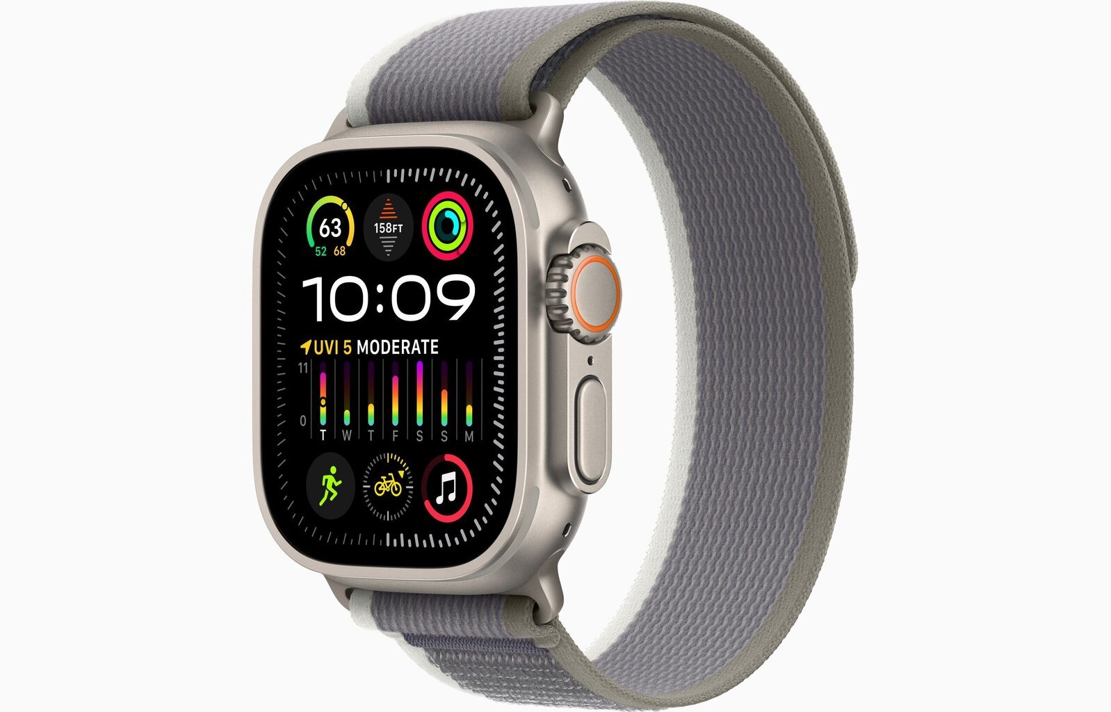 Apple Watch Ultra 2 GPS + Cellular, 49mm Titanium Case with Green/Grey Trail Loop - S/M MRF33UL/A hind ja info | Nutikellad, laste nutikellad | hansapost.ee