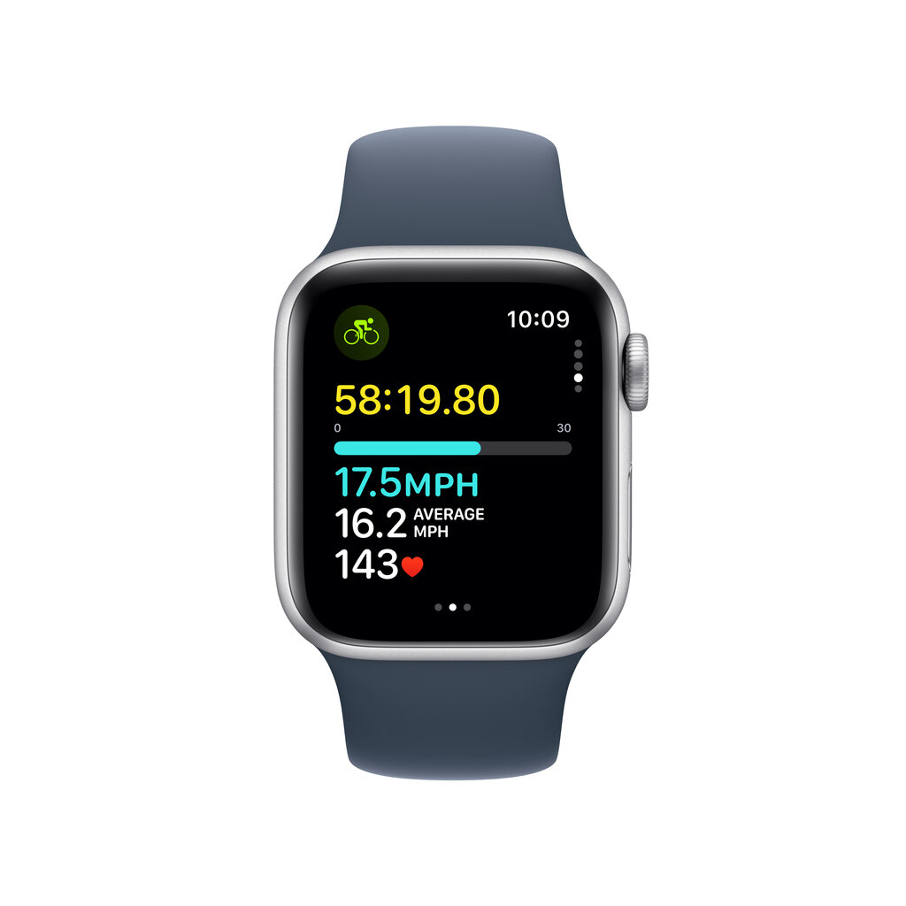 Apple Watch Series 9 GPS 41mm Silver Aluminium Case with Storm Blue Sport Band - S/M - MR903ET/A цена и информация | Nutikellad, laste nutikellad | hansapost.ee