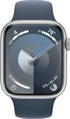 Apple Watch Series 9 GPS 41mm Silver Aluminium Case with Storm Blue Sport Band - S/M MR903ET/A цена и информация | Смарт-часы (smartwatch) | hansapost.ee