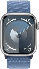 Apple Watch Series 9 GPS 41mm Silver Aluminium Case with Winter Blue Sport Loop MR923ET/A цена и информация | Смарт-часы | hansapost.ee