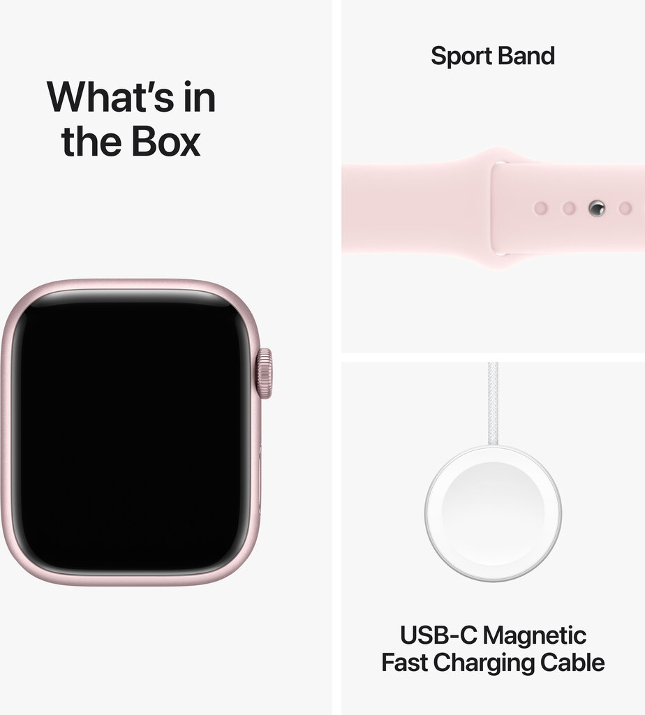 Apple Watch Series 9 GPS 41mm Pink Aluminium Case with Light Pink Sport Band - S/M MR933ET/A цена и информация | Nutikellad, laste nutikellad | hansapost.ee