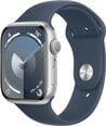 Apple Watch Series 9 GPS 45mm Silver Aluminium Case with Storm Blue Sport Band - M/L - MR9E3ET/A