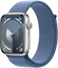Apple Watch Series 9 GPS 45mm Silver Aluminium Case with Winter Blue Sport Loop MR9F3ET/A цена и информация | Смарт-часы (smartwatch) | hansapost.ee