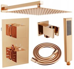 Varjatud dušikomplekt termostaadiga Mexen Cube 6in1, 30x30 cm, Rose Gold цена и информация | Душевые комплекты и панели | hansapost.ee
