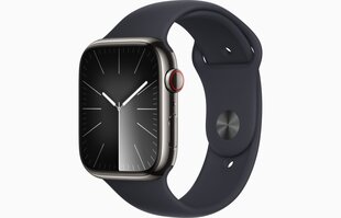 Apple Watch Series 9 GPS + Cellular 41mm Graphite Stainless Steel Case with Midnight Sport Band - M/L MRJ93ET/A цена и информация | Смарт-часы | hansapost.ee