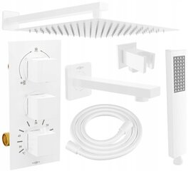 Varjatud duši- ja vannikomplekt termostaadiga Mexen Cube 7in1, 30x30 cm, White цена и информация | Душевые комплекты и панели | hansapost.ee
