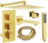 Varjatud duši- ja vannikomplekt termostaadiga Mexen Cube 7in1, 30x30 cm, Gold hind ja info | Dušikomplektid ja süsteemid | hansapost.ee